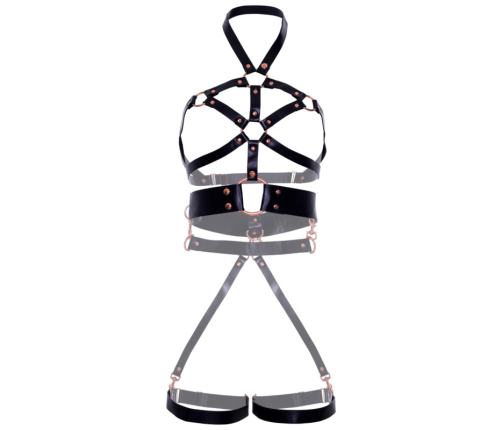 LEG AVENUE - VEGAN LEATHER GRIP BODY HARNESS BLACK S