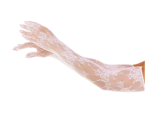 LEG AVENUE - GUANTES RED FLORAL BLANCO