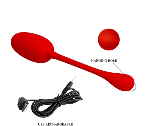 PRETTY LOVE - KNUCKER HUEVO VIBRADOR RECARGABLE ROJO
