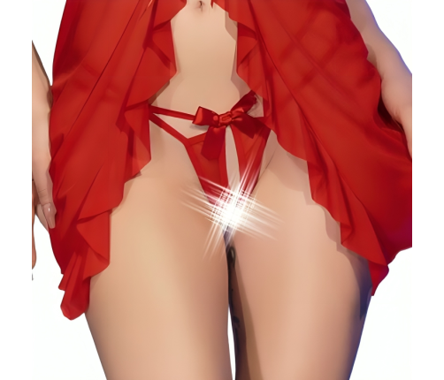 CHILIROSE - CR 4696 BABYDOLL & THONG CROTCHLESS RED S/M