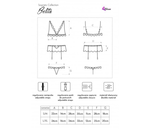 LIVCO CORSETTI FASHION - BELITA LC 90231 BRA + PANTY + GARTER BELT BLACK L/XL