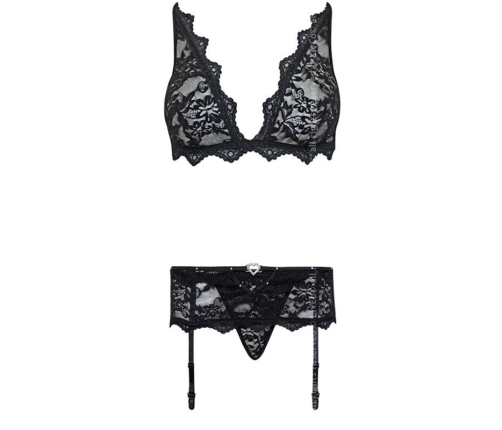 LIVCO CORSETTI FASHION - BELITA LC 90231 BRA + PANTY + GARTER BELT BLACK L/XL