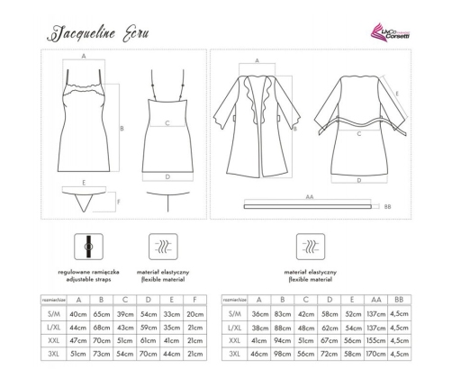 LIVCO CORSETTI FASHION - JACQUELINE LC 90249 DRESSING GOWN + SHIRT + PANTY ECRU L/XL