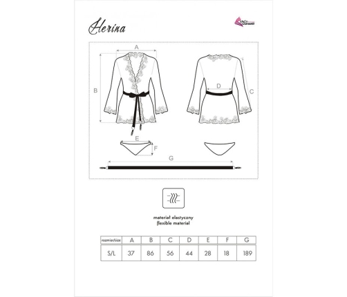 LIVCO CORSETTI FASHION - HERINA LC XG056 DRESSING GOWN + PANTY BLACK ONE SIZE