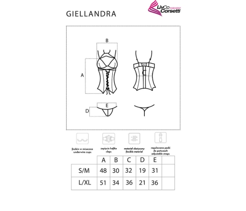 LIVCO CORSETTI FASHION - GIELLANDRA FOR THE SENSES COLLECTION CORSET + PANTY BLACK L/XL