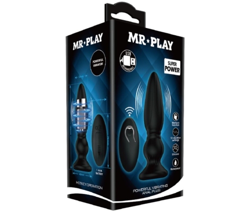 MR PLAY - POWERFUL VIBRATOR REMOTE CONTROL ANAL PLUG BLACK