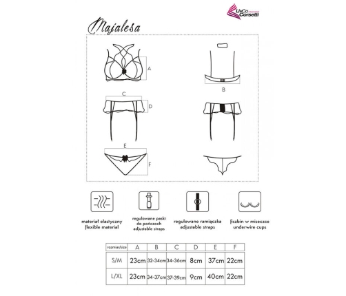LIVCO CORSETTI FASHION - MAJALESA LC 90526 BRA + GARTER BELT + PANTY BLACK