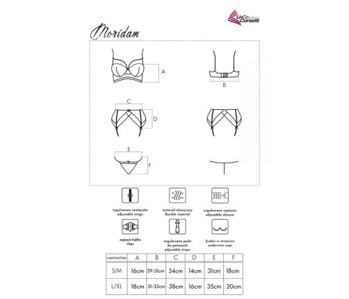 LIVCO CORSETTI FASHION - MORIDAM LC 90552 BRA + GARTER BELT + PANTY NEGRO