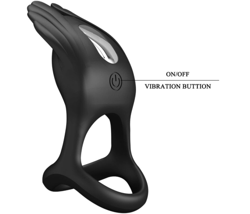 PRETTY LOVE - SILAS VIBRANT PENIS RING 7 VIBRATIONS BLACK SILICONE
