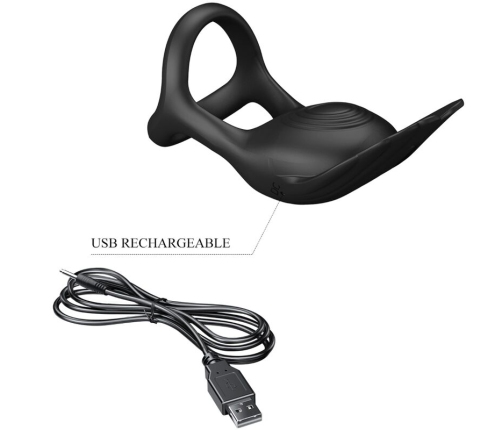 PRETTY LOVE - SILAS VIBRANT PENIS RING 7 VIBRATIONS BLACK SILICONE