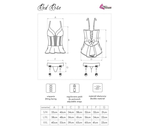 LIVCO CORSETTI FASHION - RED ROSE LC 90130 CORSET + PANTY RED