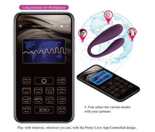 PRETTY LOVE - AUGUST REMOTE GLOBAL DOUBLE PLEASURE VIBRATOR
