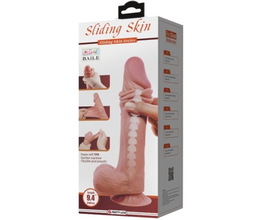 PRETTY LOVE - SLIDING SKIN SERIES DILDO REALÍSTICO CON VENTOSA PIEL DESLIZANTE MORENO 24 CM