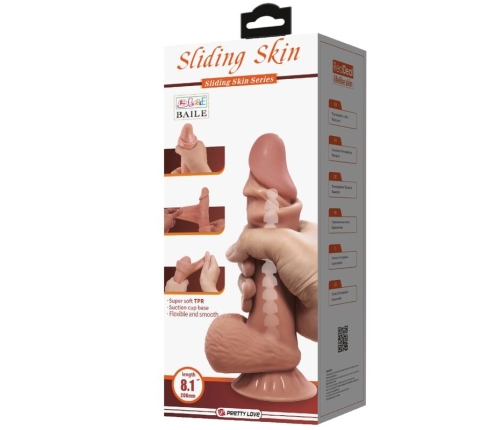 PRETTY LOVE - SLIDING SKIN SERIES DILDO REALÍSTICO CON VENTOSA PIEL DESLIZANTE MORENO 21.8 CM