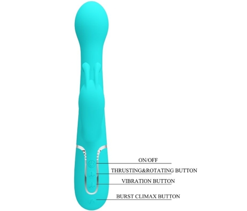 PRETTY LOVE - DEJON RABBIT VIBRATOR 3 IN 1 MULTIFUNCTION AQUA GREEN