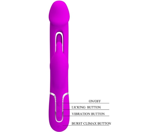 PRETTY LOVE - KAMPAS VIBRADOR RABBIT 3 EN 1 MULTIFUNCIÓN CON LENGUA FUCSIA