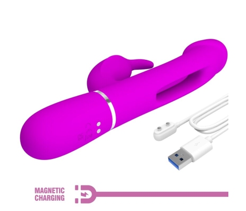 PRETTY LOVE - KAMPAS VIBRADOR RABBIT 3 EN 1 MULTIFUNCIÓN CON LENGUA FUCSIA