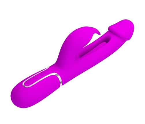 PRETTY LOVE - KAMPAS VIBRADOR RABBIT 3 EN 1 MULTIFUNCIÓN CON LENGUA FUCSIA