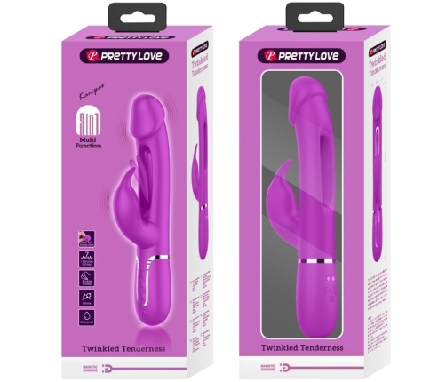 PRETTY LOVE - KAMPAS VIBRADOR RABBIT 3 EN 1 MULTIFUNCIÓN CON LENGUA FUCSIA