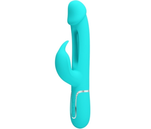 PRETTY LOVE - KAMPAS VIBRADOR RABBIT 3 EN 1 MULTIFUNCIÓN CON LENGUA VERDE AGUA