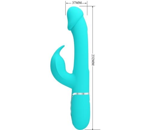 PRETTY LOVE - KAMPAS VIBRADOR RABBIT 3 EN 1 MULTIFUNCIÓN CON LENGUA VERDE AGUA