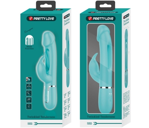 PRETTY LOVE - KAMPAS VIBRADOR RABBIT 3 EN 1 MULTIFUNCIÓN CON LENGUA VERDE AGUA