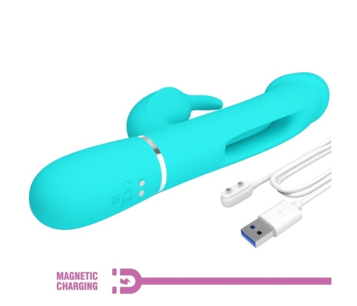 PRETTY LOVE - KAMPAS VIBRADOR RABBIT 3 EN 1 MULTIFUNCIÓN CON LENGUA VERDE AGUA