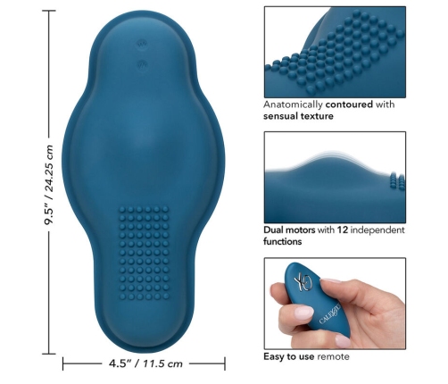 CALEXOTICS - RIDER MASSAGER DOUBLE MOTOR REMOTE CONTROL BLUE