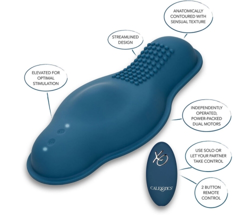 CALEXOTICS - RIDER MASSAGER DOUBLE MOTOR REMOTE CONTROL BLUE