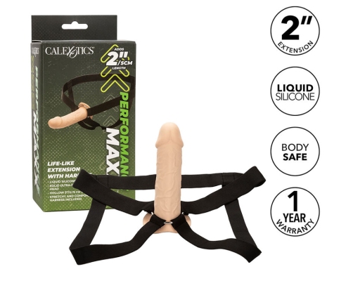 CALEXOTICS - PERFORMANCE MAXX EXTENSIÓN REALISTA CON ARNÉS PIEL CLARO