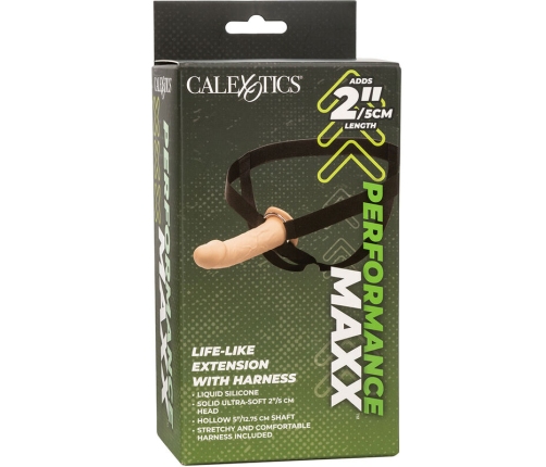 CALEXOTICS - PERFORMANCE MAXX EXTENSIÓN REALISTA CON ARNÉS PIEL CLARO