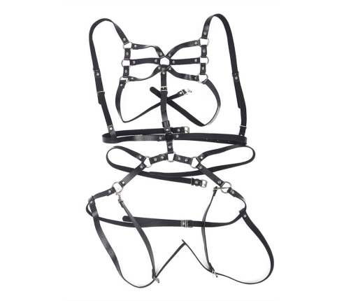 SUBBLIME - BODY HARNESS ADJUSTABLE STRAPS LEATHER BLACK ONE SIZE