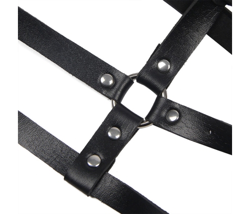 SUBBLIME - LEATHER RING CHEST HARNESS BLACK ONE SIZE