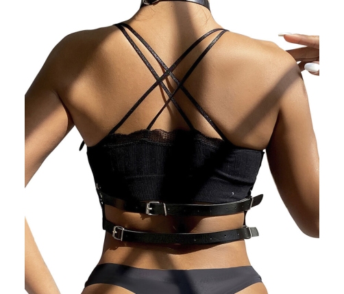 SUBBLIME - LEATHER RING CHEST HARNESS BLACK ONE SIZE