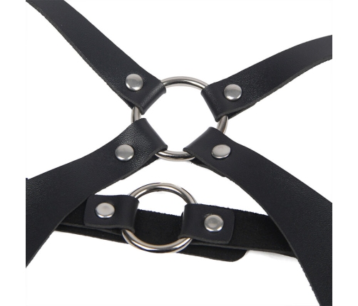 SUBBLIME - FULL BODY HARNESS WITH LEATHER BUCKLES BLACK ONE SIZE