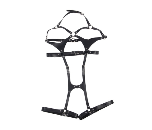 SUBBLIME - FULL BODY HARNESS WITH LEATHER BUCKLES BLACK ONE SIZE