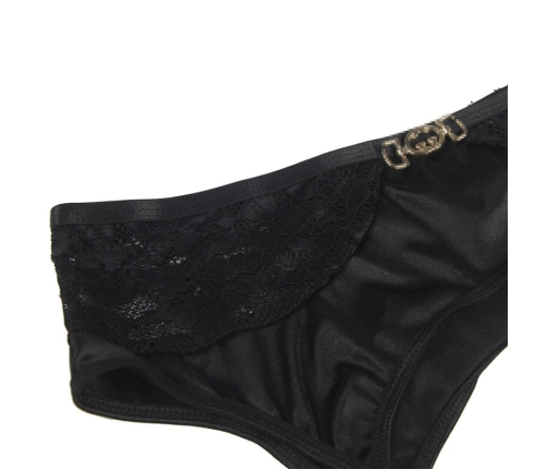 SUBBLIME - SET OF 3 PIECES BRA + THONG + LACE GARTER BLACK L/XL