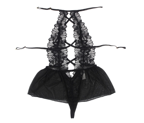 SUBBLIME - TEDDY HALTER NECK BARE BACK LACE BLACK S/M