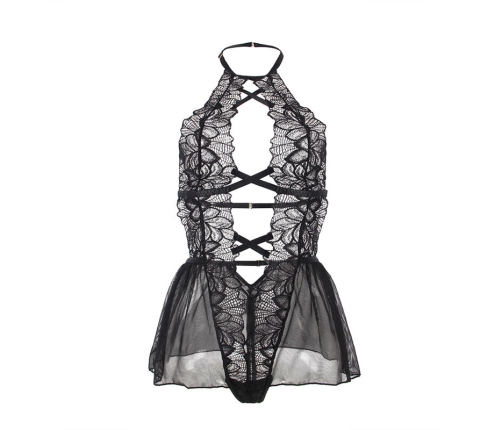 SUBBLIME - TEDDY HALTER NECK BARE BACK LACE BLACK S/M