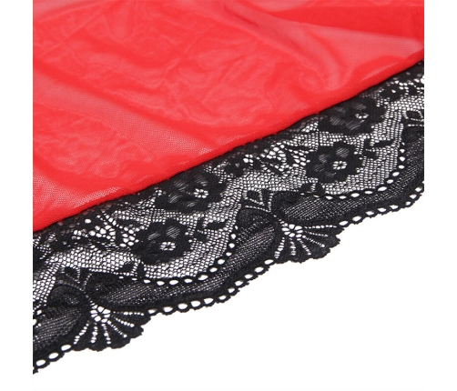 SUBBLIME - TRANSPARENT FABRIC ROBE WITH LACE DETAIL RED S/M