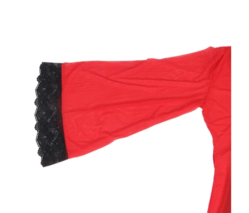 SUBBLIME - TRANSPARENT FABRIC ROBE WITH LACE DETAIL RED S/M