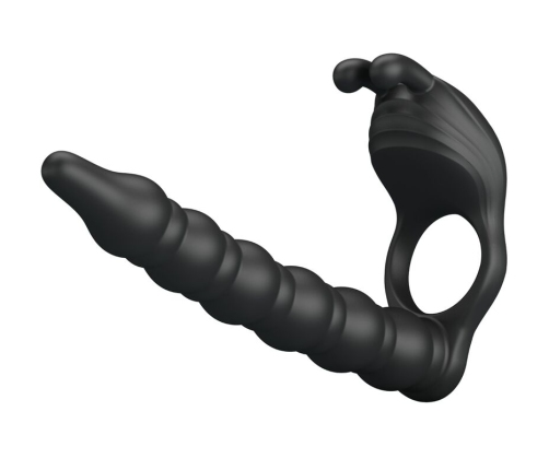PRETTY LOVE - BLACKNEY PENIS RING WITH BLACK VIBRATOR PLUG
