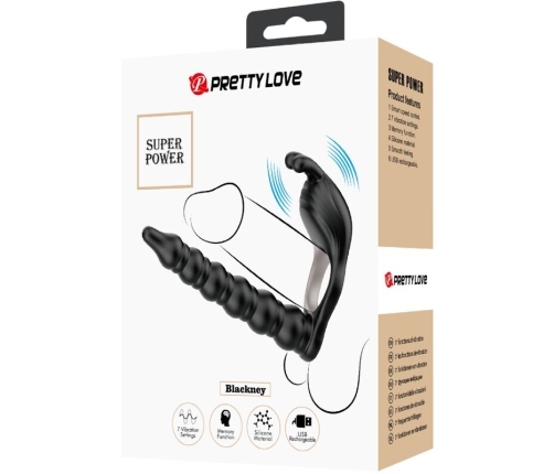 PRETTY LOVE - BLACKNEY PENIS RING WITH BLACK VIBRATOR PLUG