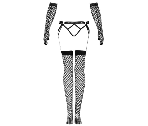 LIVCO CORSETTI FASHION - NEMALIA SET GARTER + STOCKINGS + GLOVES BLACK