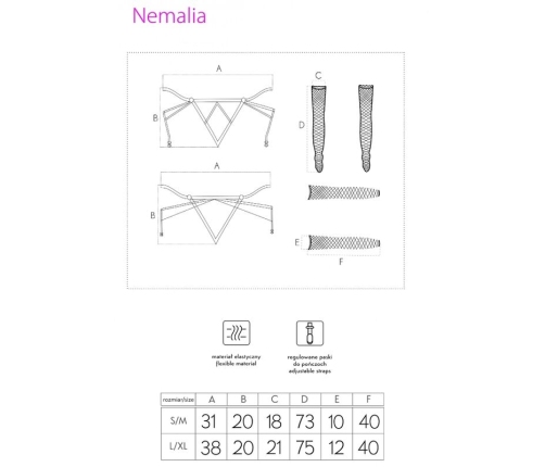 LIVCO CORSETTI FASHION - NEMALIA SET GARTER + STOCKINGS + GLOVES BLACK