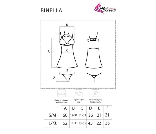 LIVCO CORSETTI FASHION - BINELLA SET BABYDOLL + THONG BLACK
