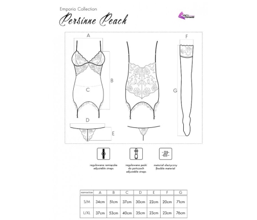 LIVCO CORSETTI FASHION - PERSINNE PEACH SET CORSET + PANTY + STOCKINGS