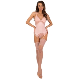 LIVCO CORSETTI FASHION - PERSINNE PEACH SET CORSET + PANTY + STOCKINGS LIVCO CORSETTI FASHION - PERSINNE PEACH SET CORSET + PANTY + STOCKINGS
