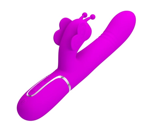 PRETTY LOVE - VIBRADOR RABBIT MULTIFUNCIÓN 4 EN 1 MARIPOSA FUCSIA