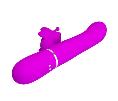 PRETTY LOVE - VIBRADOR RABBIT MULTIFUNCIÓN 4 EN 1 MARIPOSA FUCSIA